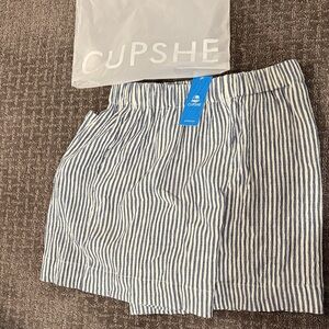 Cupshe Navy and White Striped Shorts